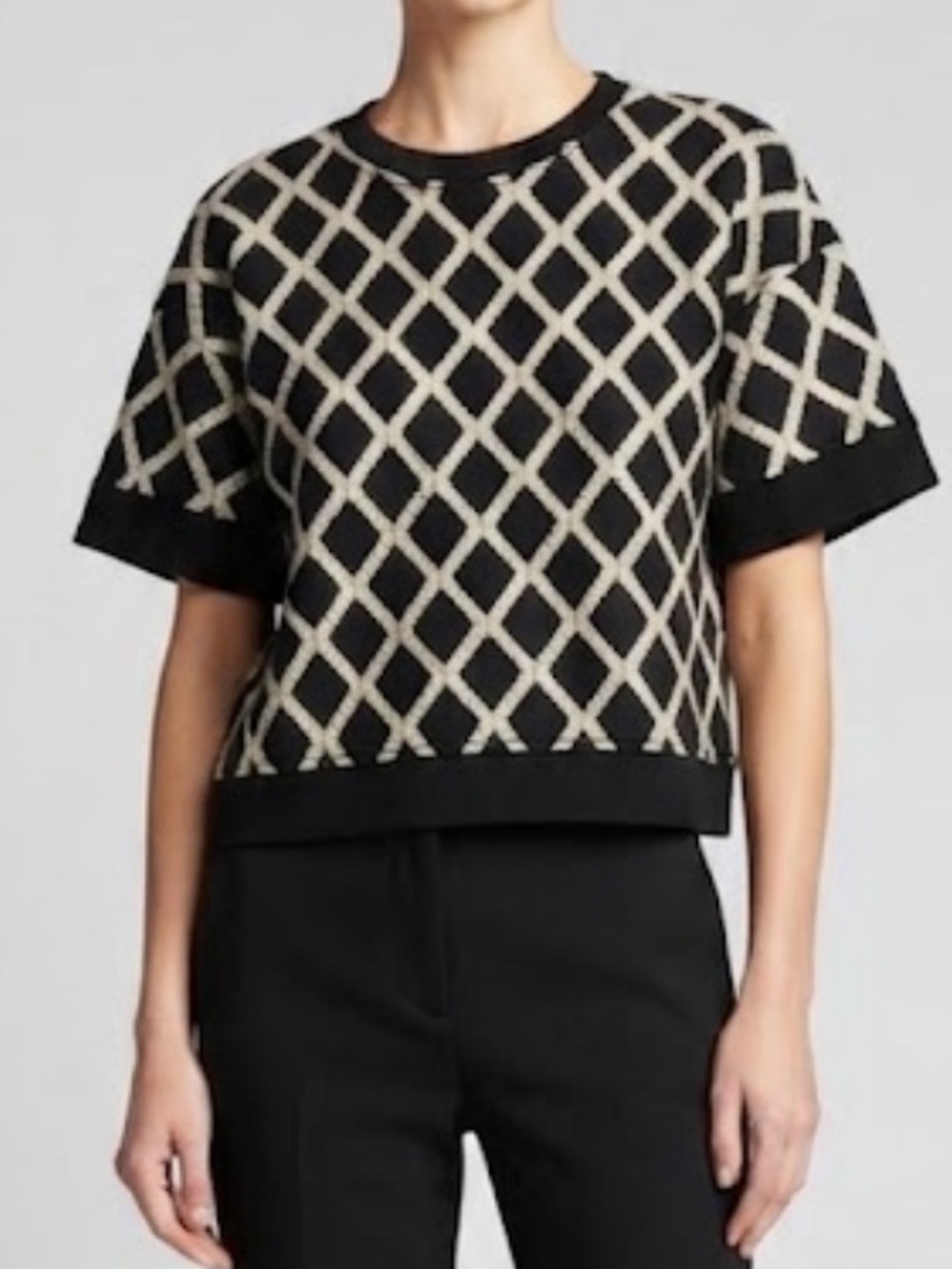 ELIZABETH AND JAMES Wool Blend Mare Sweater Diamond Print Boxy Fit XS